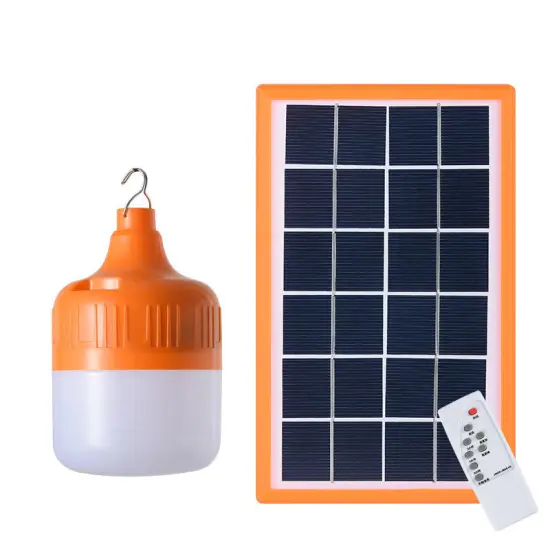 LED Solar Light Bulb with Panel for Indoor/Outdoor, Camping, Hiking, Tent, Night Fishing, Emergency