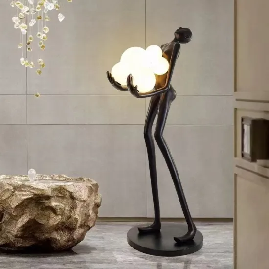 Human Sculpture Floor Lamp: LED Lobby Decor for Reception Counter