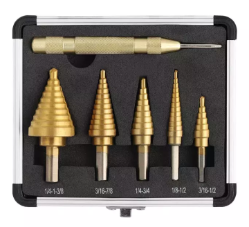 Hot Sale Stepped Drill Bit Set OEM 6pcs HSS Titanium Coated Step Drill Bit Set For Metal
