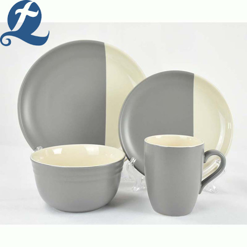 Unique Design Food Grade Splicing Grey Ceramic Tableware