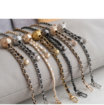 120cm Fashion Metal Bag Chain Strap with Diamond Mount Adjustable Ball for Leather Bags
