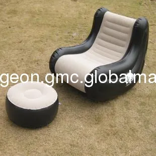 comfortable black inflatable air sofa chair with foot support