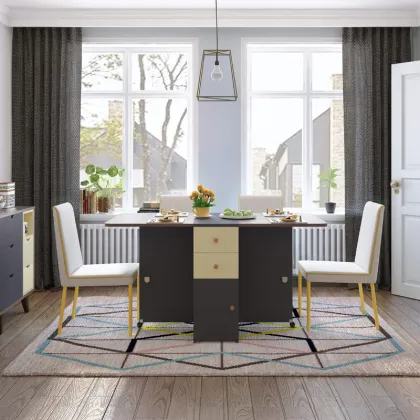 Linsy Modern Wooden Folding Dining Table Set with Chairs LS059R1