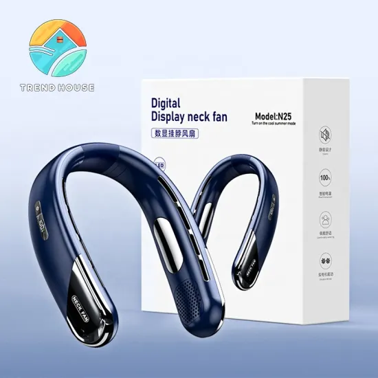 New Leafless Hanger Neck Fan: USB Mini Portable Charging Digital Display Quiet Outdoor Small Fan