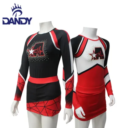 Custom sublimation cheer uniform red cheerleading uniform