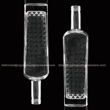 Liquor Glassware Custom Made 75CL Square Flat Vodka Glass Bottle