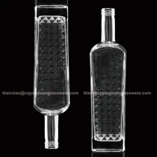 Liquor Glassware Custom Made 75CL Square Flat Vodka Glass Bottle
