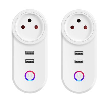 二重USBポート付きTuya 16A WiFiスマートプラグ-Max 3800W SurgeプロテクターソケットAlexaとGoogle Homeと互換性