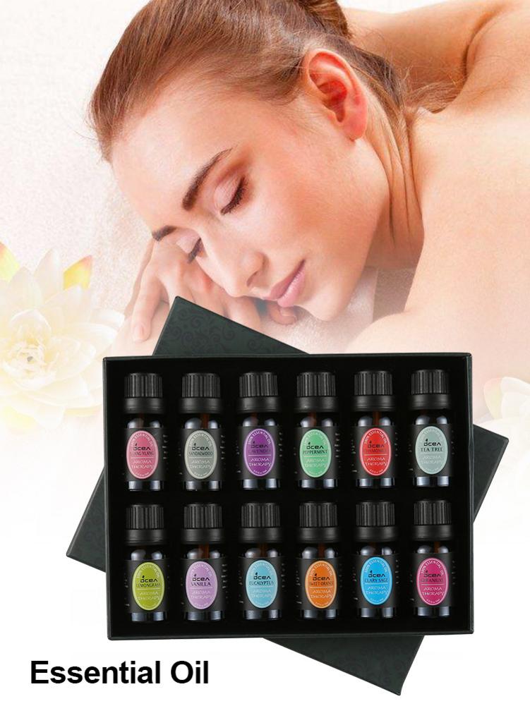 10ML 12PCS Essential Oil Set 100% Pure Aromatherapy Pure Natural Plant Lavender Tea Tree Peppermint Eucalyptus Essential Kit