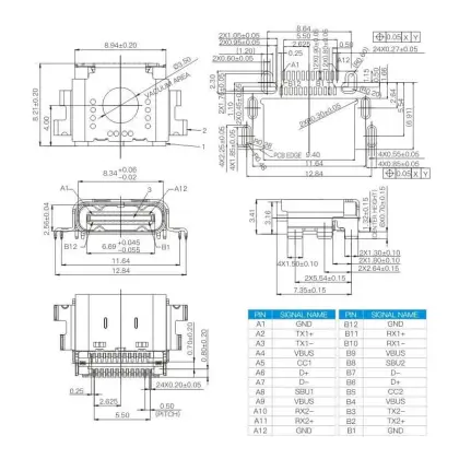 40Gbp/s USB4.0 Type-C Female Connector