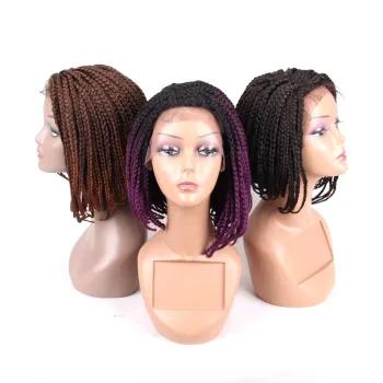 Synthetic Braided Box Braids Wig For Black African Women High Temperature Fiber Cosplay Style Short Bob Wigs
