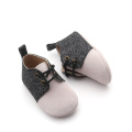 black oxfords Soft Leather Baby Prewalker Toddler shoes Supplier