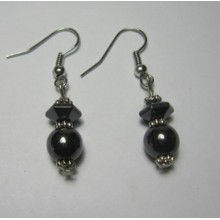 Hematite Earring with silver color finding