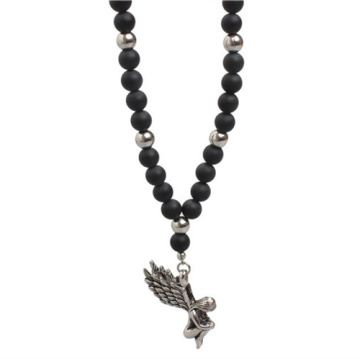 Tinggi Polishing Angel Pendant Fashion Beaded Necklace