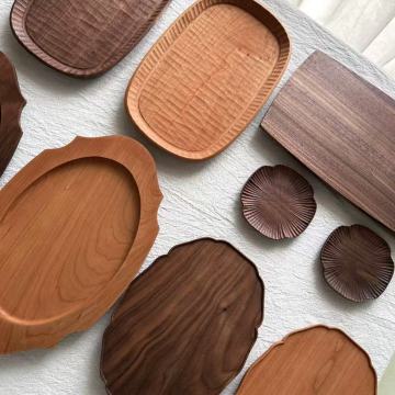 Diverse Wooden Tableware with Unique Grain Patterns