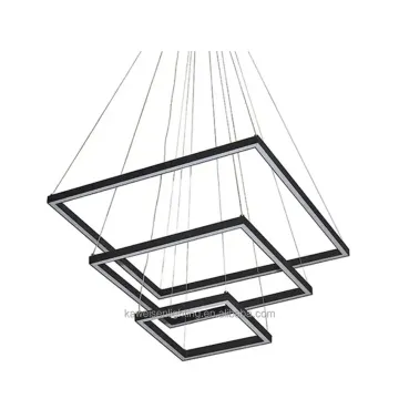 Modern Minimalist Square Chandelier: A 3-Layer Simple Design Ring Lamp with Acrylic and Aluminum Pendant Hanging Lights for Living Room and Bedroom