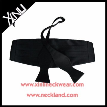 Silk Woven Black Bow Tie and Cummerbund Bowtie