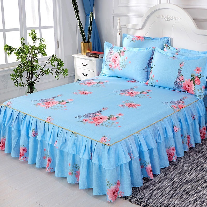 Summer Latex Bed Skirt Three-piece Mat Machine Washable