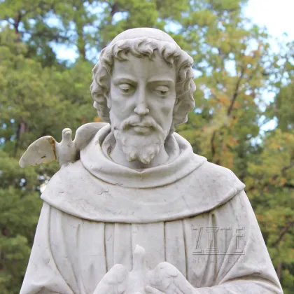 Garden decorative large stone marble st. francis statue