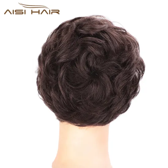 Aisi Hair Dark Brown Brazilian Human Hair Curly Chignon Bun Elastic Rope Rubber Band Hairpiece Clip In Extension For Women