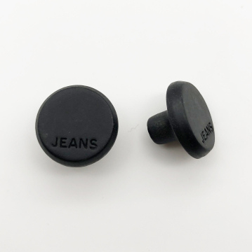 Black Metal Shank Round Denim Jeans Button with Debossed Logo