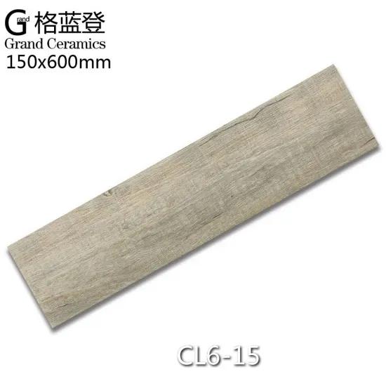 Outdoor Ceramic Ash Glazed Wood-Look Porcelain Tiles 150x600 for Living Room and Villa