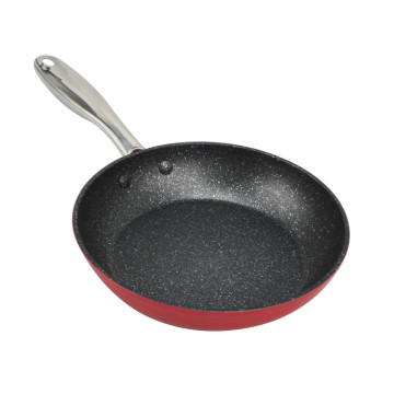 Food-Grade Red Aluminum Frypan with Stainless Steel Handle