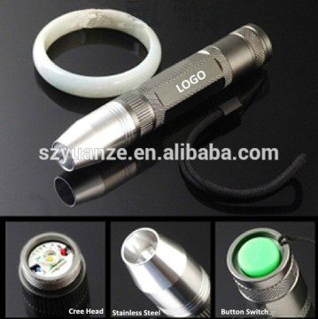 wholesale LED Stainless Steel Rechargeable Mini Jade Testing Flashlight