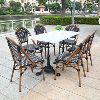 Commercial French Style Rattan Outdoor Furniture for Restaurant Garden and Cafe