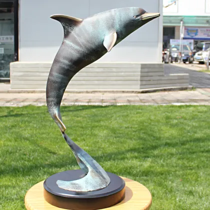 Factory custom metal dolphin sculpture bronze dolphin
