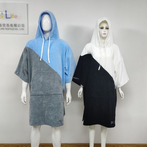 Poncho Towel Adult unisex cotton hooded beach towels surf changing robe Factory