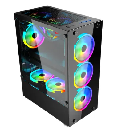 Dunao New ATX PC Case with Tempered Glass, RGB Fan, Gaming Computer Cases Towers
