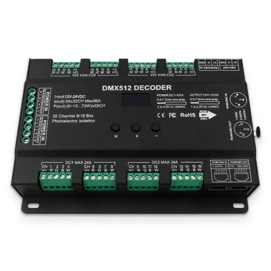 32CH DMX512 Decoder for RGBW LED Strip and Stage Decoration Light with RDM Support