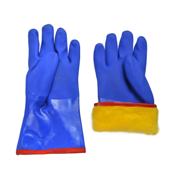 Χειμερινή επένδυση βαρέως τύπου PVC επικαλυμμένα χημικά γάντια
