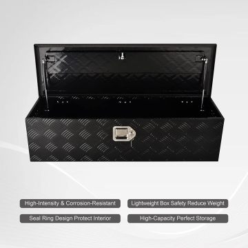 39" x 13" x 10" Aluminum Heavy Duty Truck Bed Tool Box: Outdoor Trailer and Pickup Storage Solution