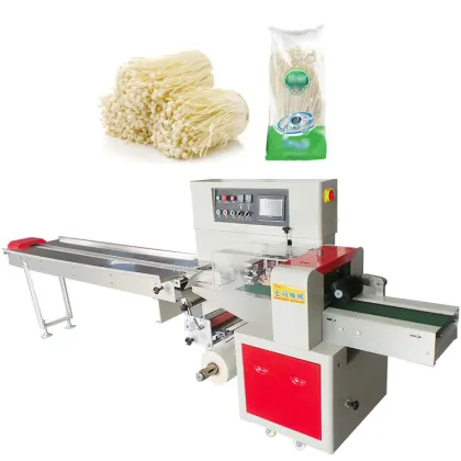Automatic Flow Horizontal Frozen Fresh Vegetable Enoki Mushroom Punnet Packing Machine