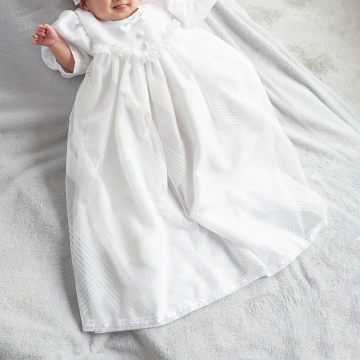 Geschlossene weiße Karo-Streifen-Drahtkappen-Babykleid