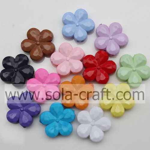 Perline solide a forma di fiore di prugna artificiale in acrilico e lucite di colore misto sciolto per fare gioielli