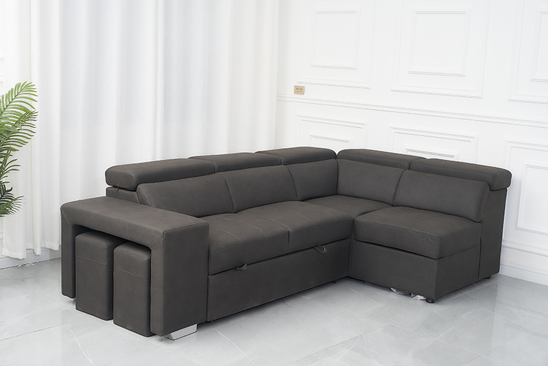 Tech Fabrics Sofa Bed With Ottoman & Stools