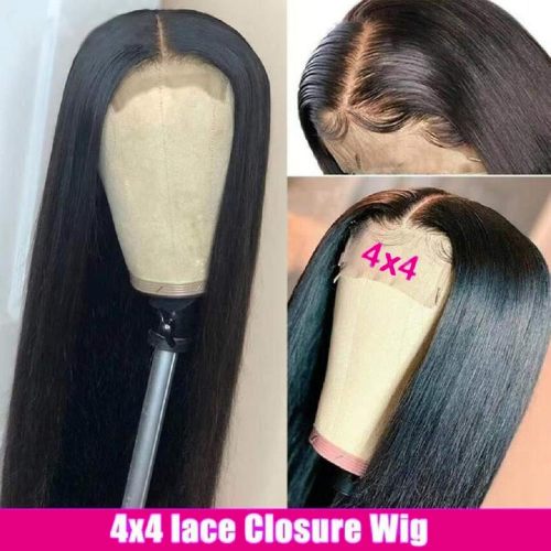 Straight 4x4 Lace Front Wigs Human Hair