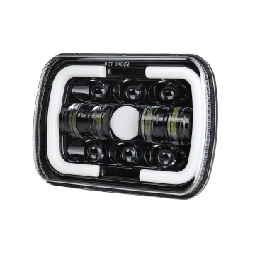 Aukma 7X6 5X7 Inch LED Projector Headlight with DRL and Amber Turn Signals for Pickup Truck
