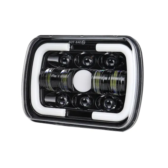 Aukma 7X6 5X7 Inch LED Projector Headlight with DRL and Amber Turn Signals for Pickup Truck