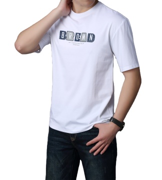 High-Quality 100% Cotton Men's T-Shirt with Custom Logo Printing and Round Neck Design