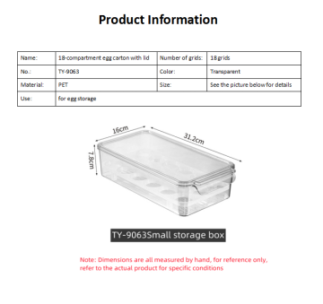 BPA-Free Stackable Fridge Organizer Clear Egg Container with Lid