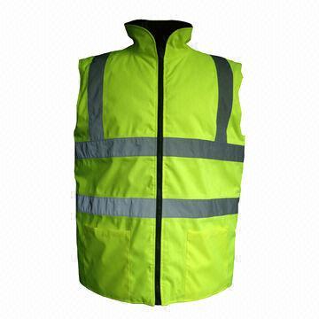 Work vests with 300D polyester oxford/PU fabric, 3M-8906 reflective tapes