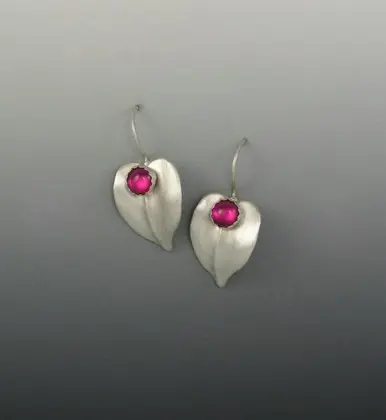 Silver Little leaf Drop Earrings with Pearl