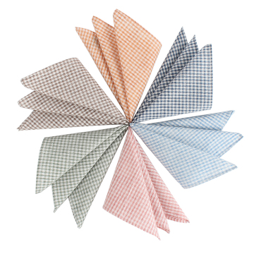 Dacheng Factory Wholesale Plaid Pocket Squares in 100% Cotton