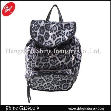 purple leopard print knapsack/dignity backpack/pu packsack