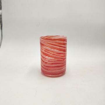 Orange and white color mixed vogue candle glass jar