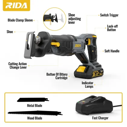 20V Cordless Reciprocating Saws: Bundle with Two 4.0Ah Batteries and Charger